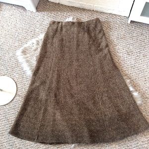 Lauren Ralph Lauren ~ Brown Tweed Maxi Skirt WOOL